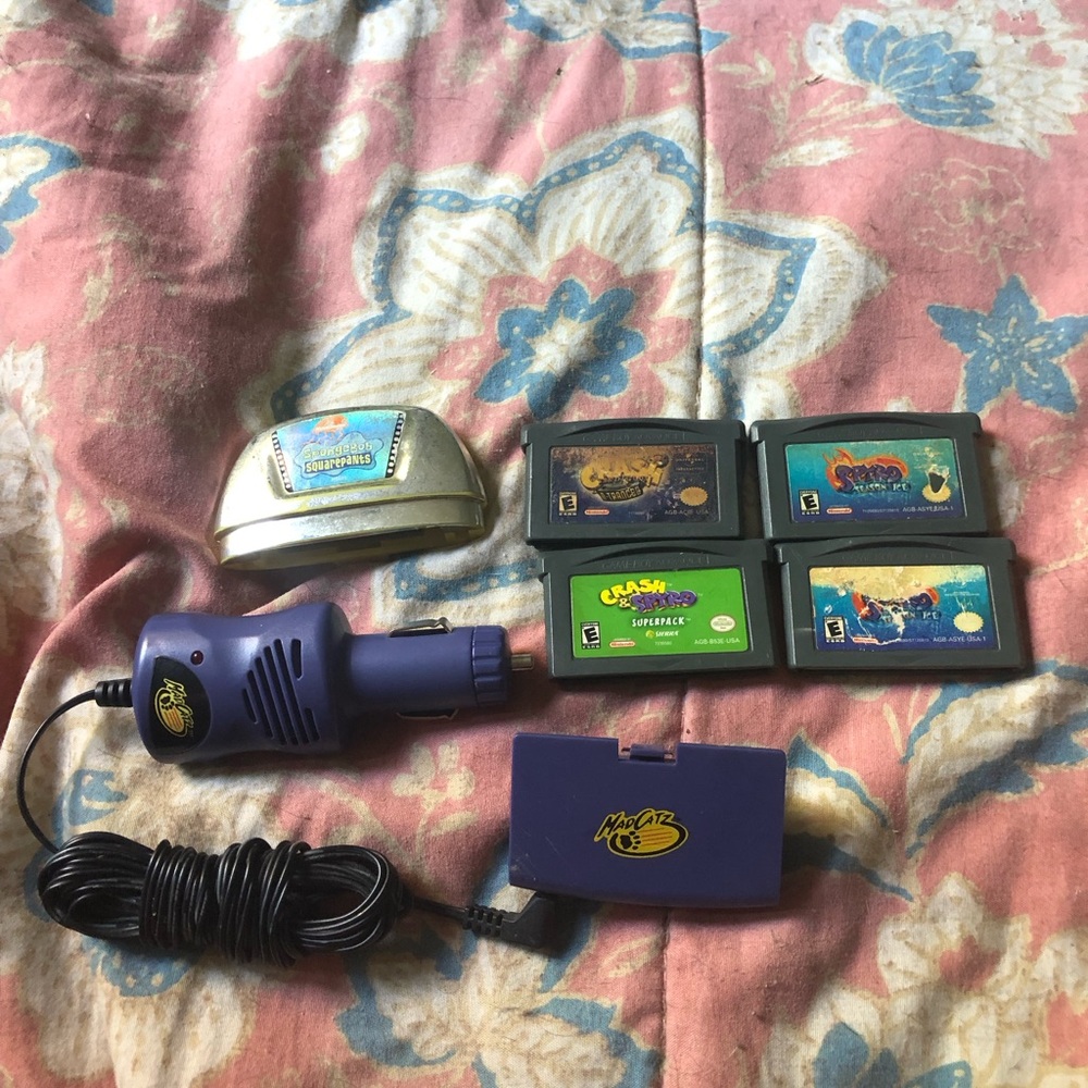 Nintendo Purple Accessory Bundle with Assorted Game Boy Advance Cartridges
